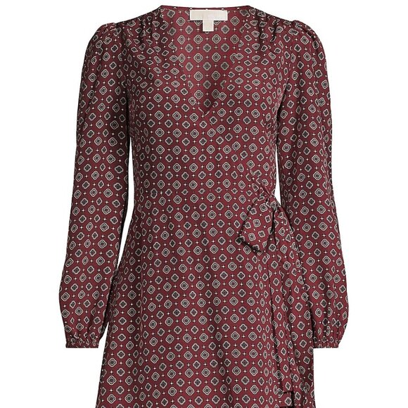 MICHAEL MICHAEL KORS Women's Foulard-Print Faux-Wrap Mini Dress - Picture 1 of 4